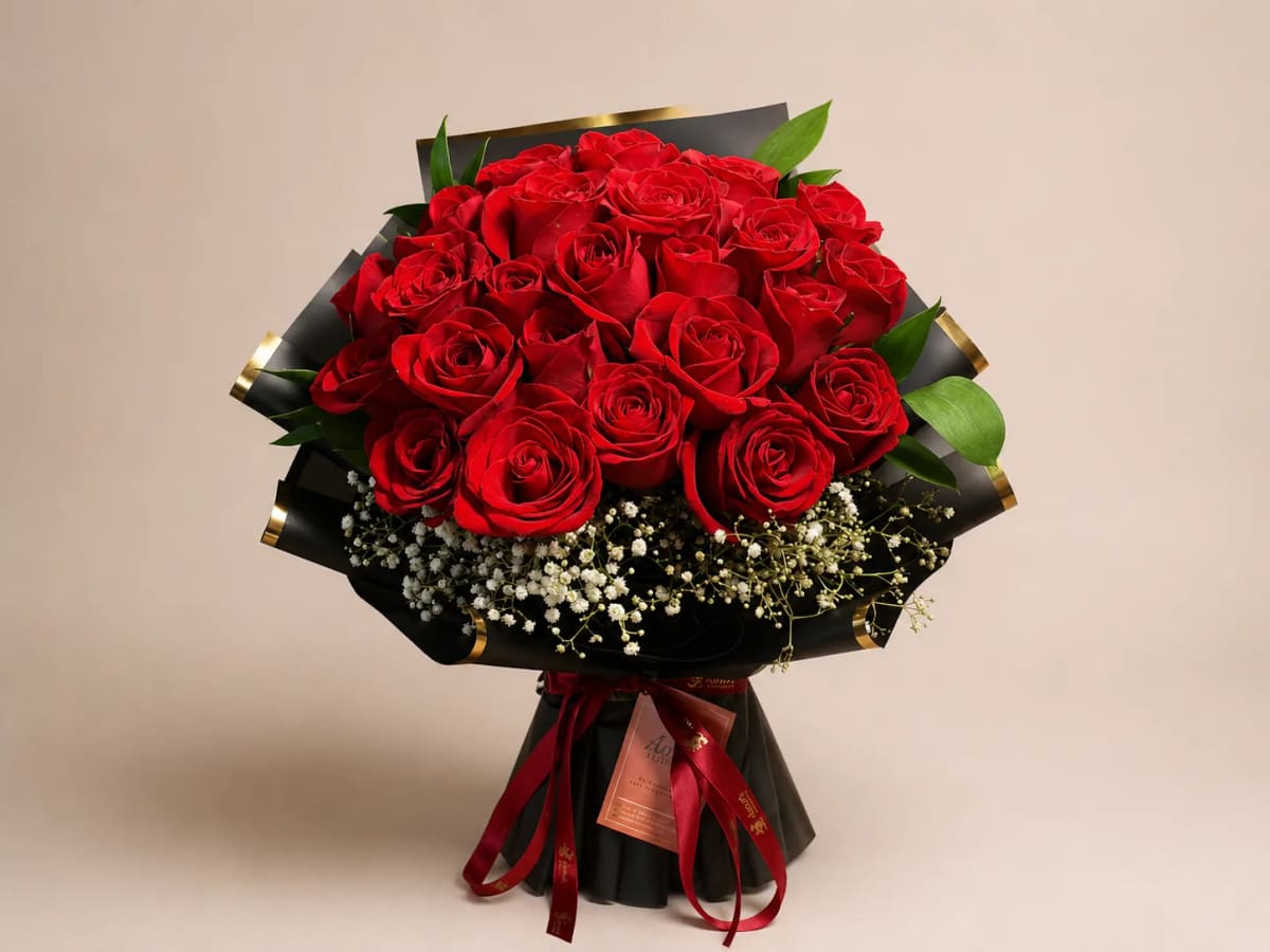 Buquê Teresa Cristina - Premium com 20 Rosas Vermelhas
